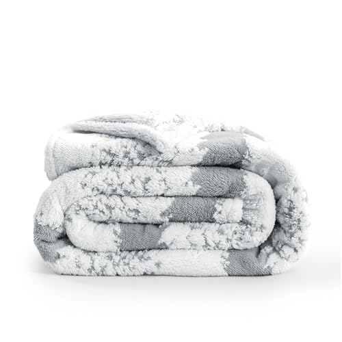 WONGS BEDDING Fleece Throw Blanket for Super Soft Fuzzy Cozy Thick Ombre Fleeze Blanket for Couch Chair Sofa Gift Home Décor, Grey, King, 200x230cm