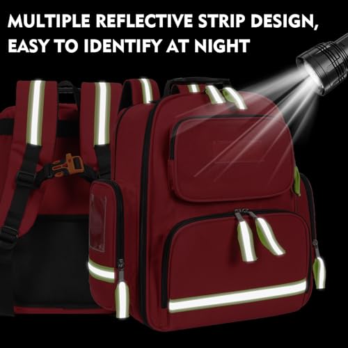 Image of Gatycallaty First Aid Backpack - Multi Pocket Emergency Medical Bag for Camping, Trip, Go Bag, Sports Medicine, Trauma (Red)