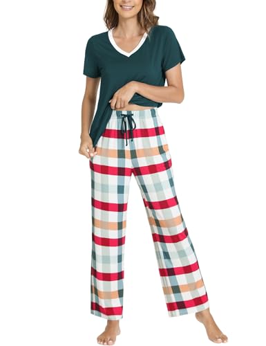 GYS Women's Bamboo Viscose Pajama Sets, Cooling Short Sleeve Sleepwear for Hot Sleepers, Silky Soft...
