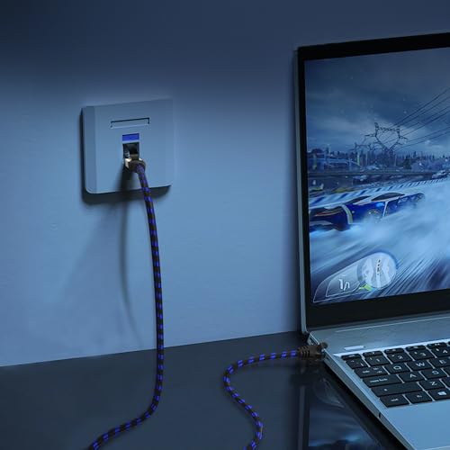 7. Bild von Ultra HDTV CAT 8.1 Netzwerkkabel – 3 Meter, 40 Gbps LAN Kabel, Patchkabel Gigabit RJ45 Ethernet, Knickschutz, Nylon-Ummantelung mit 40.000 Mbit Glasfaser 3 Meter