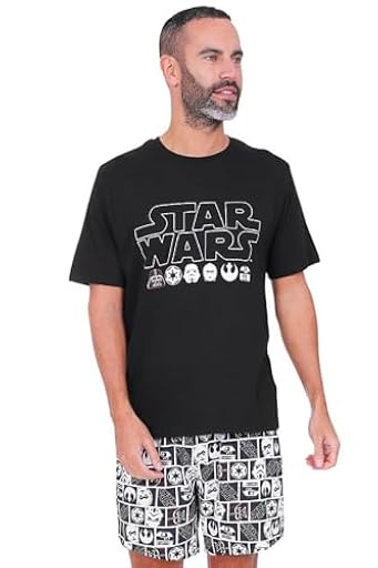 Disney Pijama Corto para Hombre con Personajes de Star Wars, Algodón, Negro , XL | Ya disponible en tu tienda friki favorita! En mundofriki.es!