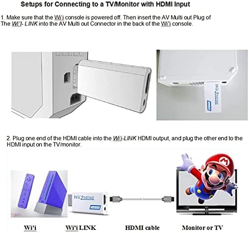 TFUFR Wii to HDMI Converter, Wii to HDMI Adapter Connector with Full HD 1080p/720p Video Output and 3.5mm Audio, Supports All Wii Display Modes Game - White