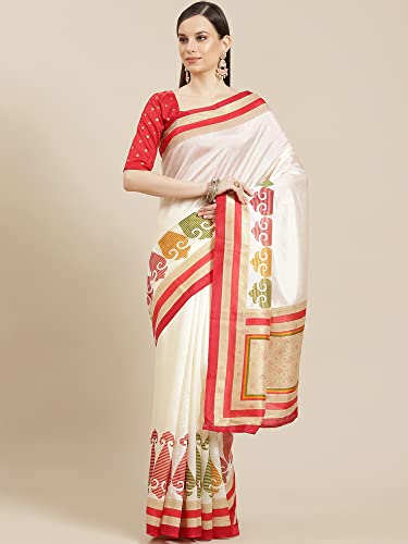Image of AKHILAM Women's Banarasi Silk Printed Saree With Unstitched Blouse Piece (F011PJ160 Parent)