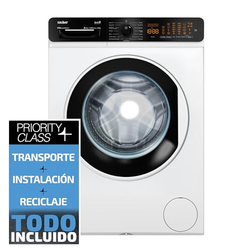 Sauber - Lavadora de carga frontal MOTOR INVERTER SERIE 9-W10143-10 kg - 1400 RPM - A - Programa Extra Rápido 15 minutos - Media Carga Avanzada - ENTREGA EN DOMICILIO CON INSTALACIÓN INCLUIDA