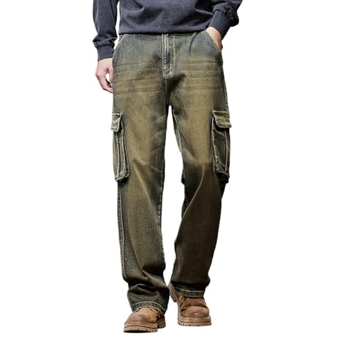 Pantalon en denim classique à jambes droites WWricotta pour homme