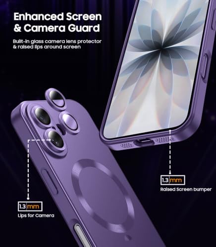 Image of DIZORO Magnetic Case for iPhone 16 Pro Case [Compatible with MagSafe][Built-in Camera Lens Protector] Slim Soft Silicone Bumper Shockproof Metallic Luster Back Cover Phone Case (Royal Deep)