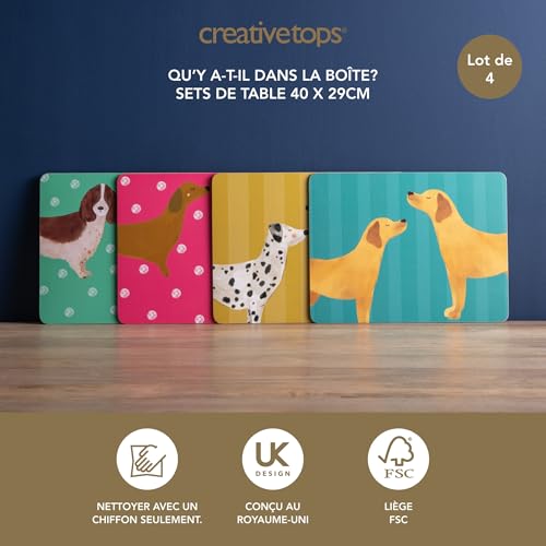 Sets de table en liège motif chien Creative Tops pour table préservée
