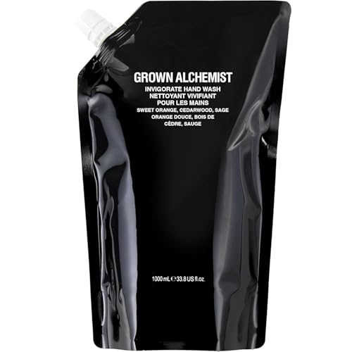Grown Alchemist Invigorate Hand Wash Refill Liquid Hand Soap with Aloe Sweet Orange Cedarwood & Sage Gentle Moisturizing Kitchen & Bathroom Soap Natural Plant Based Gel Cleanser 1L