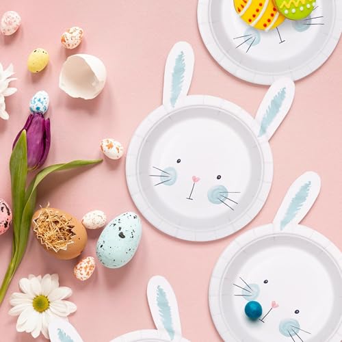 Cheerland TZ-DP-24P-FHJ-TZ1 Bunny Shaped Plates In Blue For Easter Birthday Gender Reveal Paper Plates Tableware For Kids Spring Garden Tea Party Supplies And Decorations thumb #2