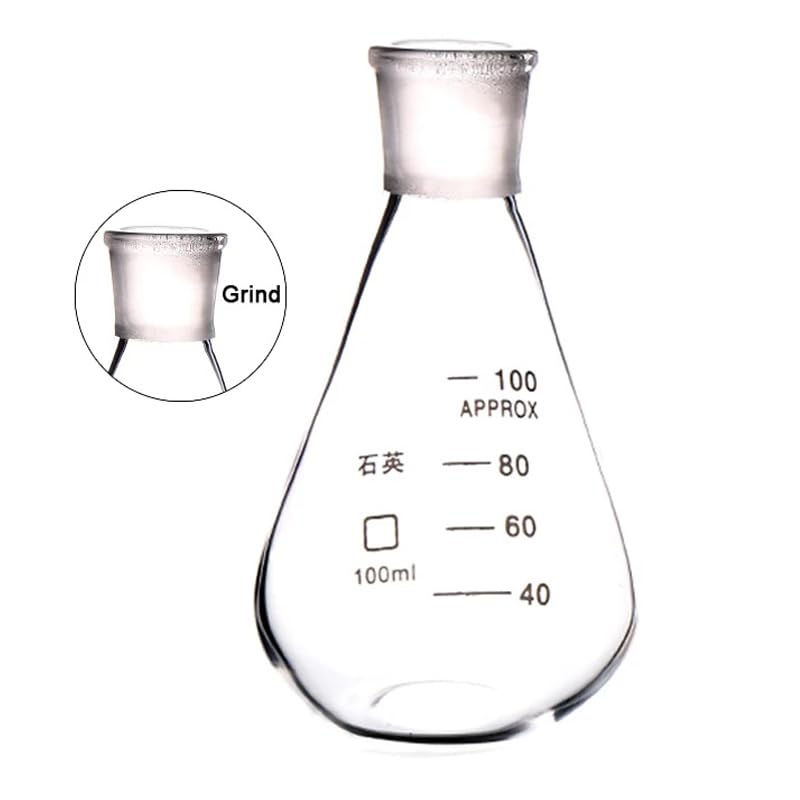 Fiole conique en verre de quartz de 100 ml, Erlenmeyer de laboratoire résistant - 2