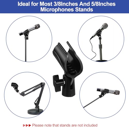 image for Haiabei 3 Pack Universal Microphone Clip Holder for Mic Stand Adjustab