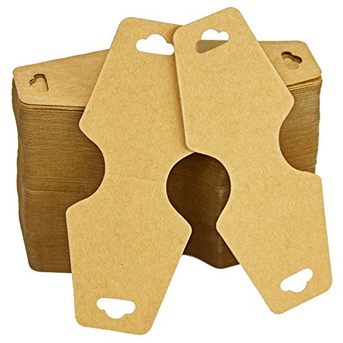 Bskifnn 200PCS Necklace Display Cards Jewelry Display Hanging Cards for Necklaces, Bracelets, Hair Rings Accessories Kraft Paper (Brown)