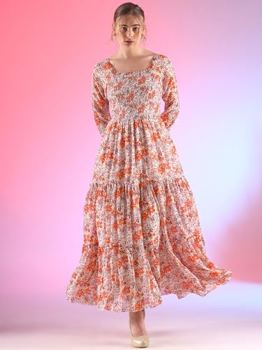 Image of Sheetal Associates Women's Georgette Printed Casual Maxi Fit and Flare Dress