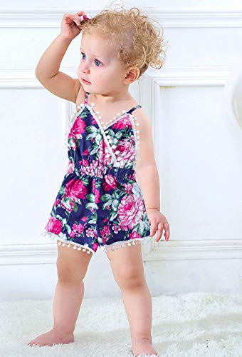 12-18 Monthes Infant Baby Rompers Backlesstriangle Jumpsuits Toddler Girls Colorful Floral Print Onesie Sets Black Bodysuits Sleevelss Round Neck Clothes 2 Pcs Sets With Headband #TOP3