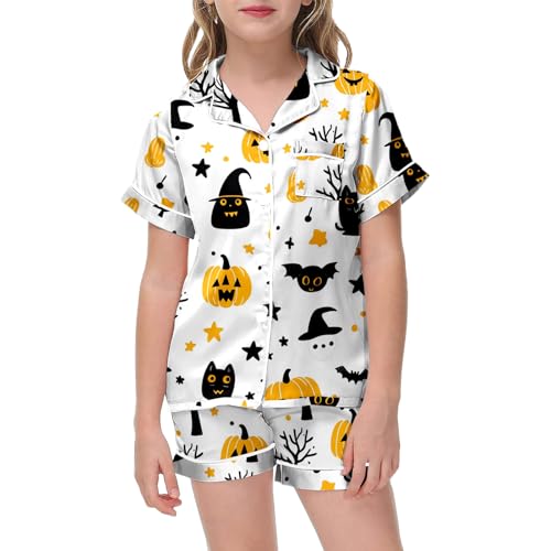 Girls Halloween Outfit Set Casual Printed Round Neck Top and Pants Toddler Kids Comfortable Everyday Wear Spring
