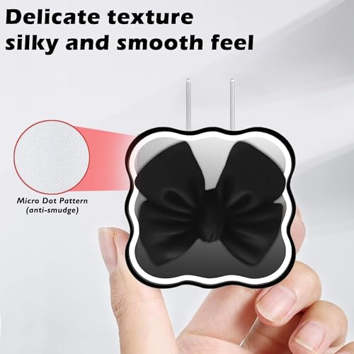 Image of EDNITA Charger Cable Protector with 3D Cute Pattern for iPhone Charger only 18W & 20W | Data Line Wire Saver Charging Cable Charger Protective Cable Full Protection Set of - 1 (Black Bow)