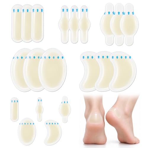 20 Pieces Apósitos para Ampollas, Tiritas Ampollas Adhesivos Impermeables | Apósitos Hidrocoloides Pies Almohadillas para Ampollas para Prevención y Protección Acolchada para Antepié Dedos y Talones