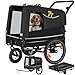 tectake® Remolque Bicicleta Perros Multifuncional, Carrito para Perros Plegable, Carro Perro con Manillar Extraíble, Remolque Bici 240L, Reflectores, Bandera, Arnés Seguridad, Carga Máx 40 kg