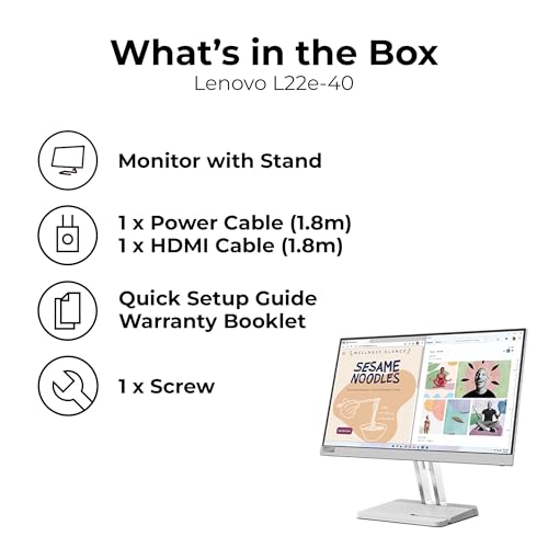 Image of Lenovo L22e-40(G22215FL0) 22 inch PC Monitor | FHD, 1080p, 75Hz, IPS, 4ms, HDMI and VGA