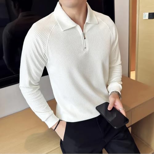 Image of madfrog Men Solid Zip Polo Neck Full Sleeve Polyester Blend Regular & Comfort Fit T-Shirt for Men's