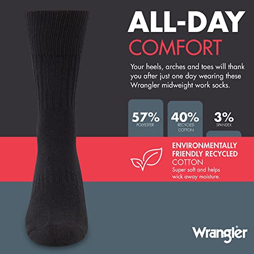 Wrangler Men's Mid Weight Outdoor Socks - Work Socks for Men with Arch Support, Cushioned Toe & Heel - Size 6-123