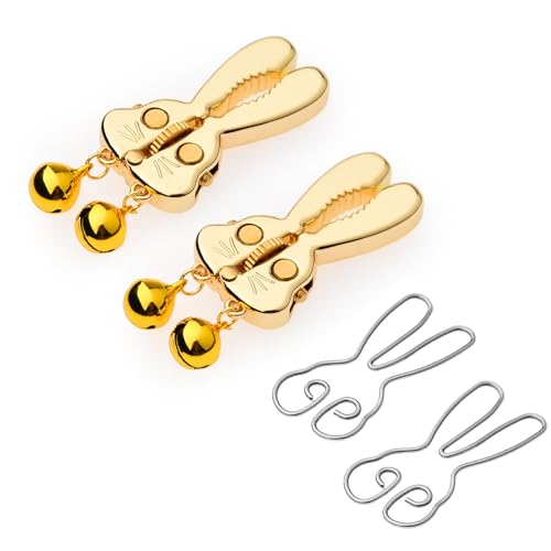 Kutocesy Morsetti Per Capezzoli in Acciaio Inox Set Di Morsetti Per Capezzoli Estremi Stimolatori Per Capezzoli Regolabili Giocattoli Sessuali Per Capezzoli Per Donne (Gold)