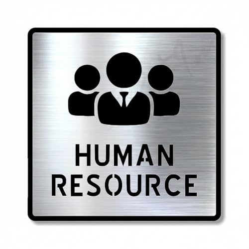 Image of Premium Brush Steel Finish Acrylic Human Resource Door Sign Easy to Mount Self-Adhesive Tape Signage for Hotel Office Resort Society Corporate Business
