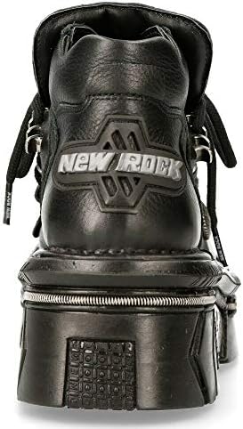 New Rock Ankle Boots M-215-S6 Unisex Metallic Black 100% Leather Goth Techno Biker 12 | Image 5