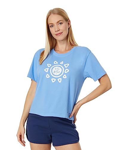 T-shirt manches courtes femme en coton col rond imprimé soleil
