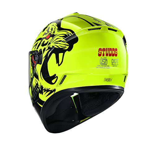 Image of Studds Drifter Full Face Helmet Yellow N9, Size: M(57-58cm)