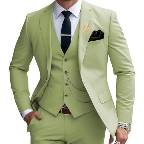 Mens Suits Slim Fit 3 Piece Wedding Groom Tuxedo Jacket Vest Pants Set Casual Prom Party Dress Suits