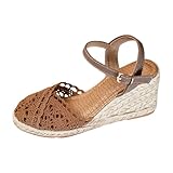 Cuñas Esparto Mujer Verano Alpargatas Vestir Esparteñas Elegantes Sandalias Altas Sandals Plataforma Zapatos Cerradas por Delante Calzado Hebilla Zapatillas Comodas Sapatos Tallas Grandes Shoes