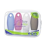 Leak-Proof 3oz Silicone Travel Bottles - Set of 4 + Bonus Toothbrush Cover