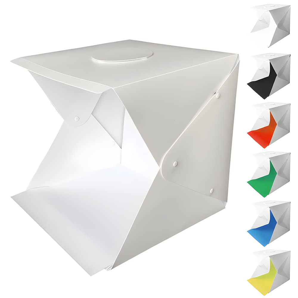 MOTIMPhoto Studio Light Box Photography, 40 * 40cm Mini LED Studio Foldable Studio Set With 6 Color EVA Backdrops Photography Light Box