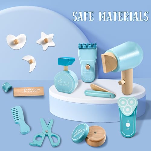 image for XUANYILAN Barber Shop Pretend Play Set,Salon Toys with Storage Bag for