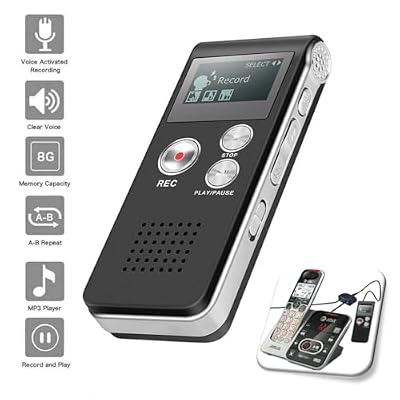 Digital Voice Recorder Audio Recording - 8GB Audio Recorder with Playback Voice Activated Recorder for Lectures Meetings Interviews Recording Device Tape Recorder with Microphone USB Cable MP3 Player