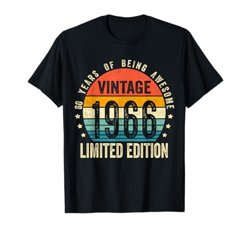 Vintage 1966 60th Birthday Gift Men Women 60 Years Old T-Shirt