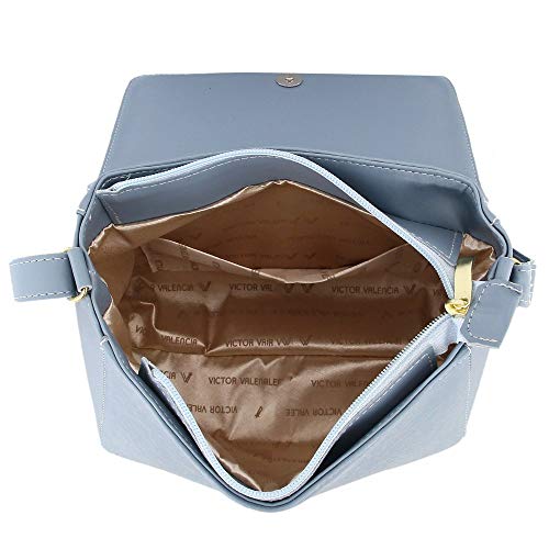Kit Bolsa Transversal com Corrente e Carteira Victor Valencia (Azul)