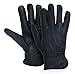MEN`S FULL GRAIN BLACK DEERSKIN LEATHER GLOVES LINED 40 GRAM 3M THINSULATE (American Fur) (Medium)