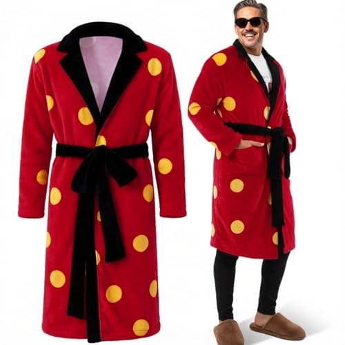 Yearntown Halloween Father Costume Adult Red Robe Jacket the Button Eye Witch Polka Dot Movie Costume for Men Cosplay(X-Large)