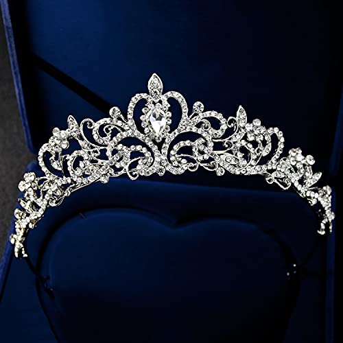 COCIDE Silver Tiara Crowns Crystal Headband Princess Rhinestone Crown with Combs Bride Headbands Bridal Wedding Prom Birthday Party Hair Accessories Jewelry for Women and Girls (no comb type)