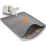 Citylife Groß Katzenklo Matte, 120x70cm Doppelschicht Wasserdichte Rutschfeste Katzenstreu Matte, Waben Design und Leichte Reinigung, für die katzentoilette, Grau