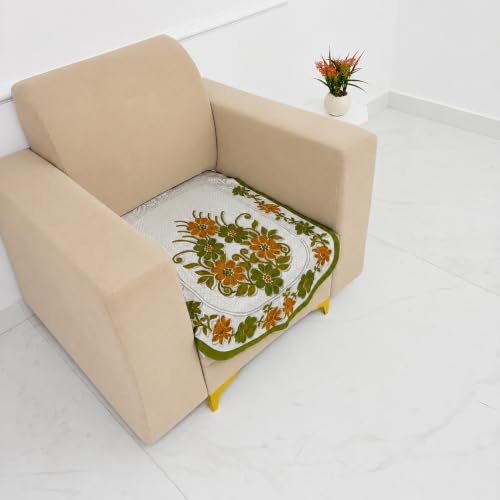 Image of Homerz Premium 'Surya Series' Sofa Cover | Stylish Sofa Protector | Net Fabric | Anti-Stain & Washable Slip Cover Exact Size Antislip (Daisy Green, 1 Seater, Only Seat Cover)