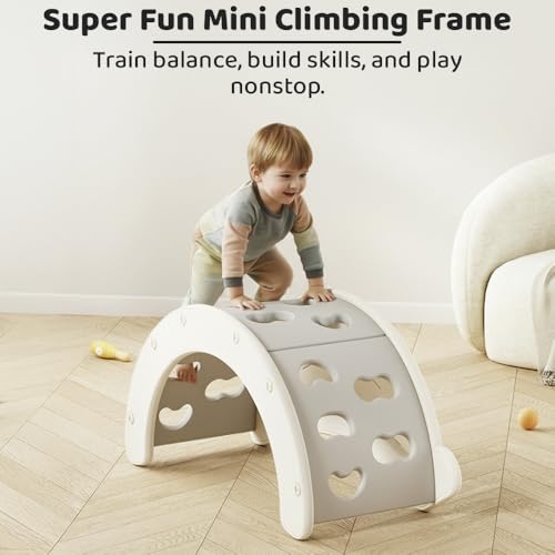 Image of StarAndDaisy Multi-Function Kids Study Table & Activity Desk, Baby & Kids C-Shape Frame | Mini Climbing Frame for Toddlers | Durable Plastic Rocking Recliner Bed, Indoor Play Furniture -Grey