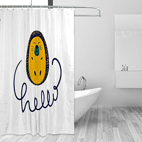 Rideau de douche jaune poof en polyester imperméable avec crochets robustes - 5