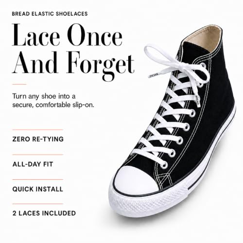 Image of Bread Elastic Shoelaces - Tie Once, Slip On Convenience - Premium Stretch Laces for Boots, Running Shoes, and Everyday Wear