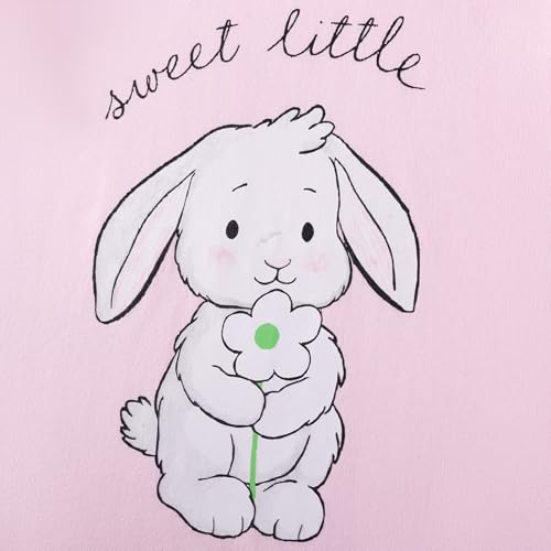 Image of Toddler Girls Bunny T-Shirt Cotton Baby Short Sleeve Easter Outfits Rabbit Shirts Soft Summer Casual Tee Tops