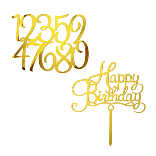 10 Stück Geburtstagszahlen-Ornamente, 1 Stück Geburtstagseinsatz, Torteneinsatz mit Zahlenkombination, Tortendekoration mit Zahlen, Tortendekorationseinsatz für Hochzeiten und Geburtstage