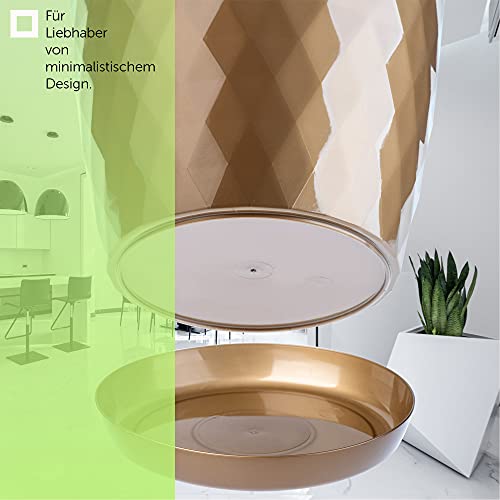 KADAX Blumentopf mit Untersetzer aus Kunststoff Ø20cm, Gold, Pflanzkübel für Innen- & Außenbereich… – Ansicht 4