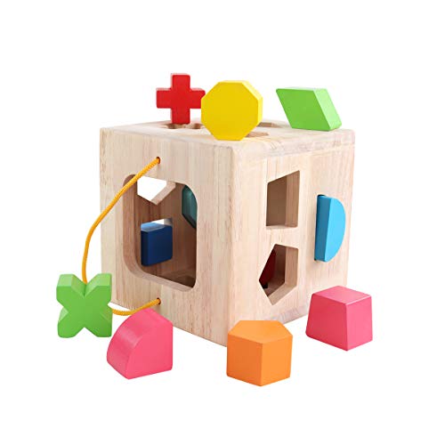 Gemem Shape Sorter Toy My First Wooden 12 Building Blocks Geometry Learning Matching Sorting Gifts Didactic Classic Toys For Toddlers Baby Kids 2 3 Years Old #TOP4